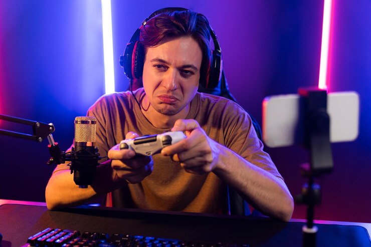 Foto streamer con joystick di controllo in diretta streaming da smartphone rec pecuniary
