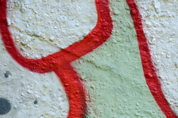 Street art Immagine di sfondo astratta di un frammento di un dipinto di graffiti colorato nei toni del cromo e del rosso