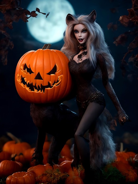 Strega Barbie bambola Halloween Ai generativa