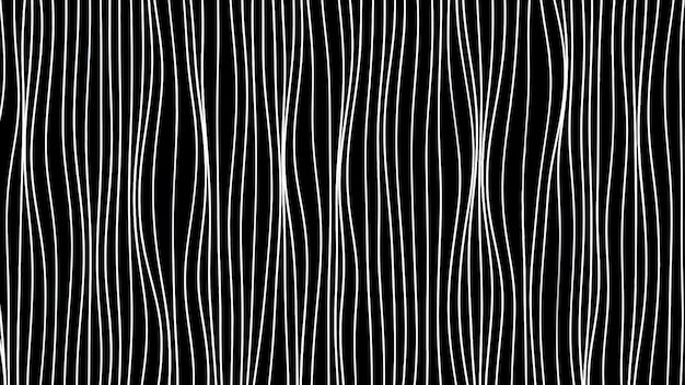 Stringhe bianche curvatura astratta che scorre su un movimento di loop senza soluzione di continuità sfondo nero flessione stretta