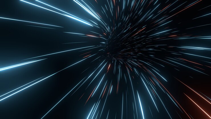 strisce astratte in rapido movimento con bagliori di luce incandescente.