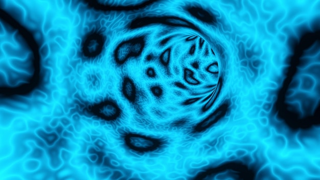 Striscia di energia blu in un wormhole durante il viaggio verso un'altra galassia Rendering 3D