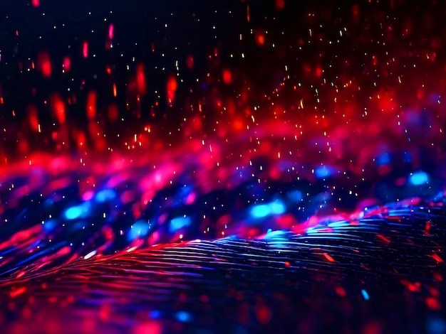 Striscia di neon rosso-blu luminoso Cascata di particelle di linea di pioggia Riassunto Sfondio