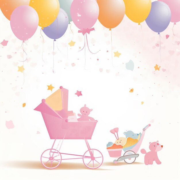 Striscione baby shower con razzo cartone animato e palloncini