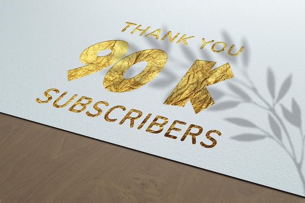 Striscione di auguri per la celebrazione di 90 K abbonati con design Golden Paper