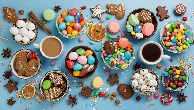 Strumenti di pasticceria con dolci per la celebrazione della Pasqua