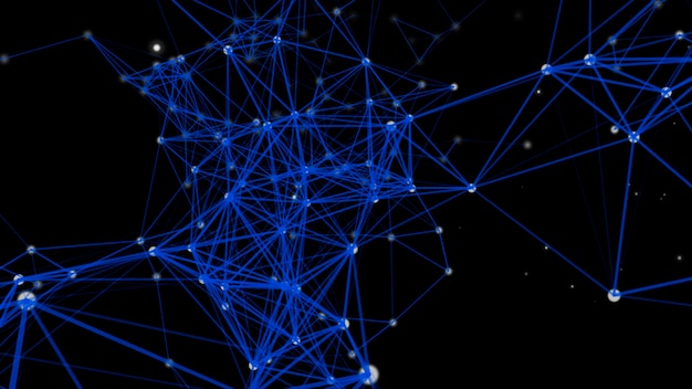 Struttura 3d rendering connessione e particelle