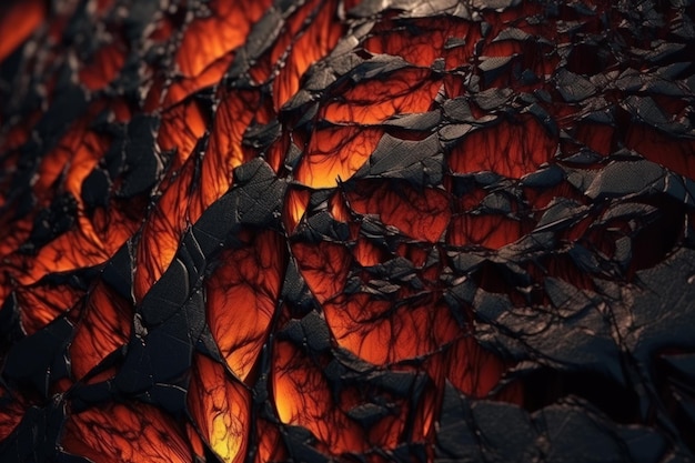 Struttura arancione del magma caldo che scorre fluttuante generativo ai