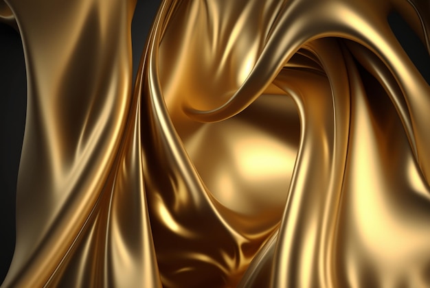 Struttura astratta del fondo del tessuto dell'oro con intelligenza artificiale generativa del materiale del raso dorato elegante