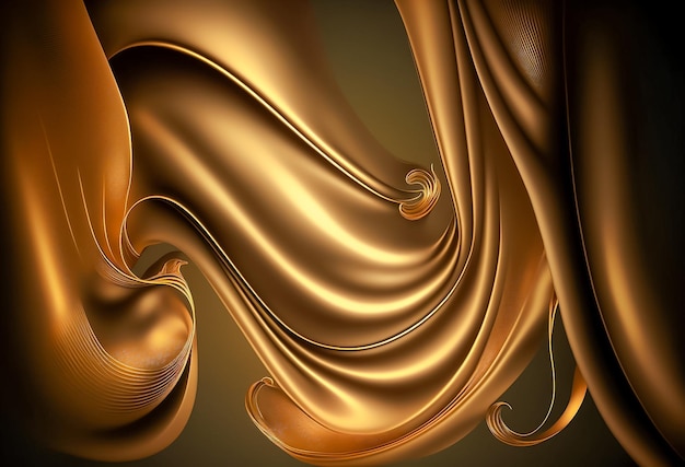 Struttura astratta del fondo del tessuto dell'oro con materiale satinato dorato elegante AI generato