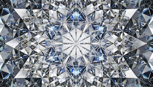 struttura del diamante forma stellare e caleidoscopio sfondo vista superiore della pietra preziosa rotonda