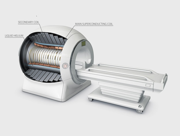 Struttura del dispositivo di scansione per immagini di tomografia a risonanza magnetica MRI Rendering 3d