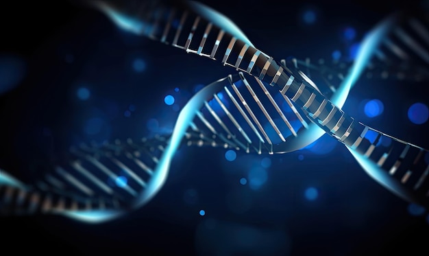 Struttura del DNA in un disegno di sfondo astratto Creazione utilizzando strumenti di intelligenza artificiale generativa