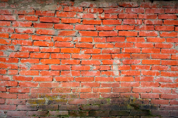 Struttura del muro di mattoni rossi d'epoca. Sfondo di mattoni...