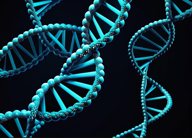 Struttura dell'ADN umano a elica blu Struttura della molecola a elica spirale del gene DNA