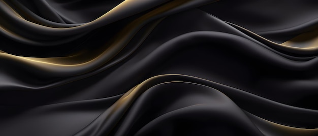 Struttura dell'onda di turbinio di seta satinata lucido elegante nero di lusso