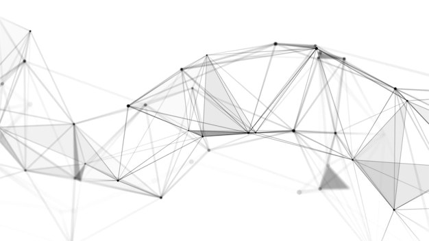 Struttura della connessione di rete Sfondo digitale con punti e linee Visualizzazione di grandi quantità di dati Rendering 3D
