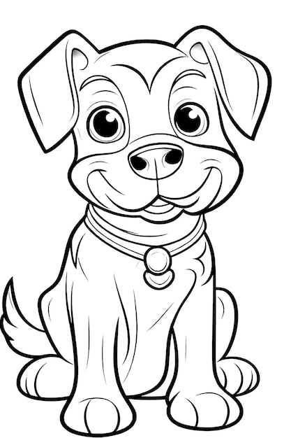 Struttura della pagina da colorare dell'illustrazione del cane carino da colorare per bambini
