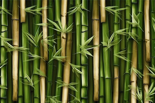 Struttura di bambù verde naturale o modello sfondo AI generativo