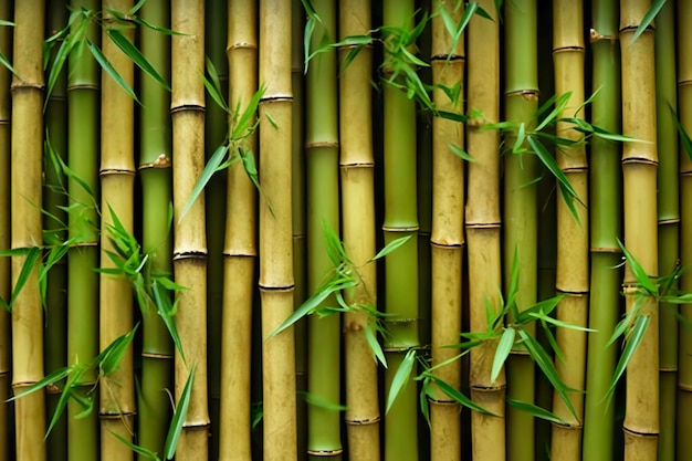 Struttura di bambù verde naturale o modello sfondo AI generativo