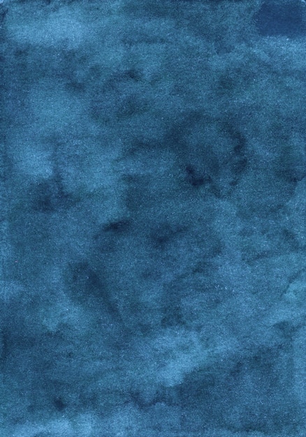 Struttura di gradiente di sfondo turchese profondo dell'acquerello. Aquarelle astratto vecchio sfondo blu mare. Macchie su carta, dipinte a mano
