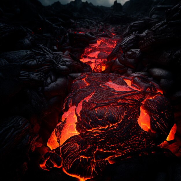 struttura di lava vulcanica molto calda e fondente