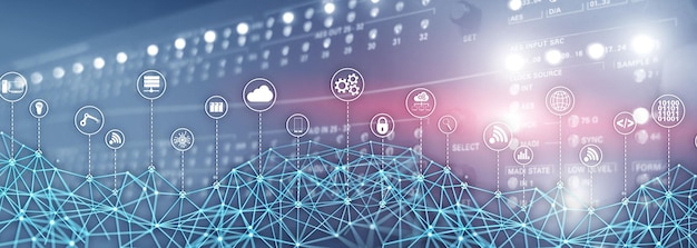 Struttura di rete globale universale su sfondo astratto del centro dati