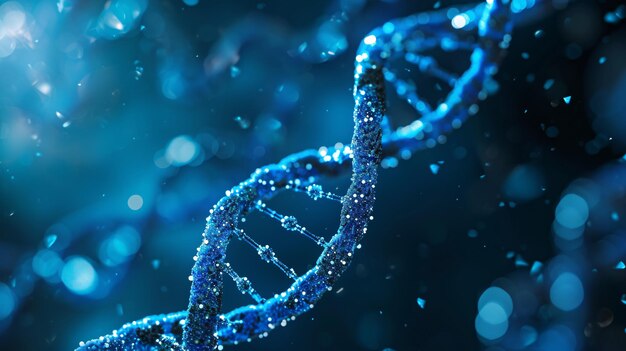 struttura di una molecola di DNA su uno sfondo blu scuro