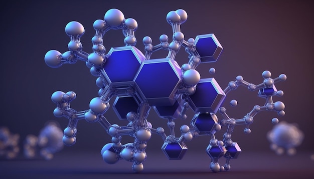 Struttura futuristica astratta della molecola colore argento roya IA generativa