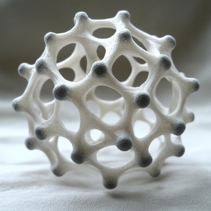 Struttura geometrica intricata che mostra un design organico e curve eleganti in un'illuminazione morbida
