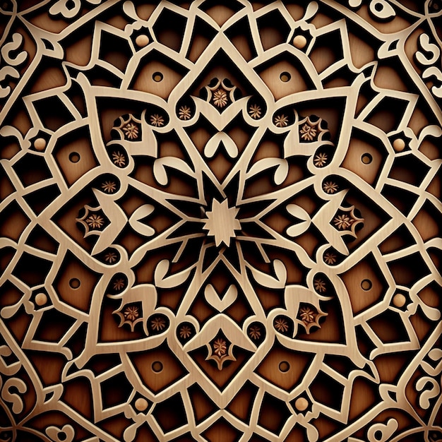 Struttura geometrica islamica del modello di Arabesque sullo sfondo di legno decorativo della parete