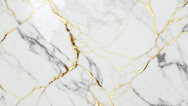Struttura in marmo bianco con venature dorate. Sfondo astratto e texture per il design.