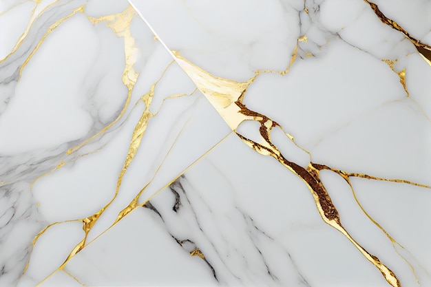 Struttura in marmo bianco e oro naturale per la carta da parati delle piastrelle della pelle sfondo lussuoso Creative Stone ceramica arte parete interni design Generativo AI