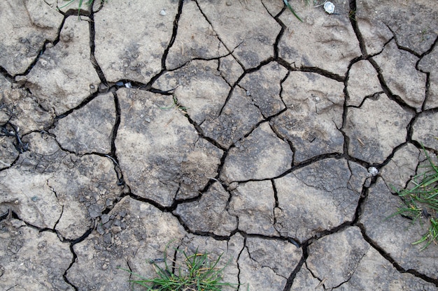 Struttura incrinata della terra secca, fine in su. Concetto di problema secco, erosione, ecologia.