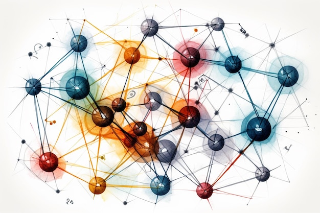 Struttura molecolare con linee e punti collegati Background scientifico e tecnologico