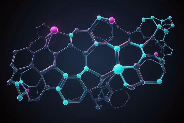 Struttura molecolare esagonale per la scienza medica e la progettazione della tecnologia digitale