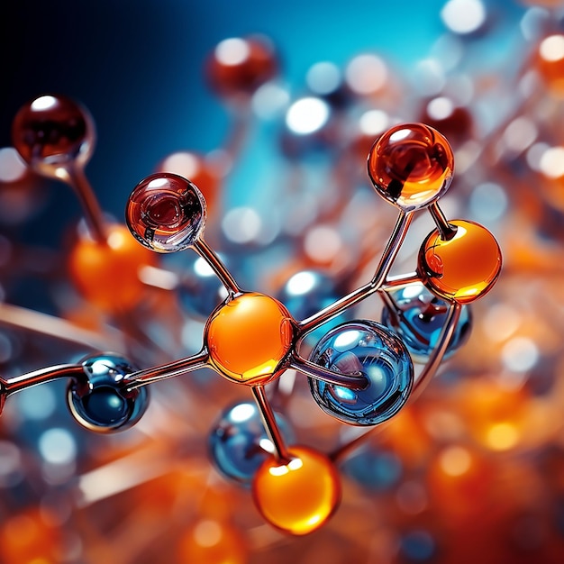 Struttura molecolare su sfondo blu 3d rendering illustrazione