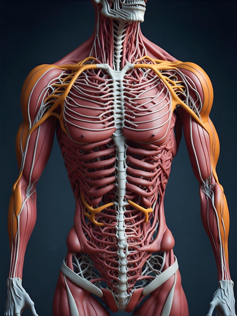 struttura muscolare umana sullo scheletro AI generato