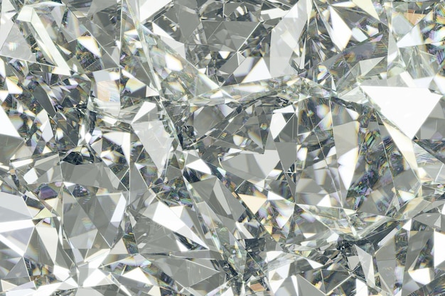 Struttura realistica astratta di lusso dei cristalli con la riflessione caustica di spettro del prisma vicino sul rendering 3D dello sfondo