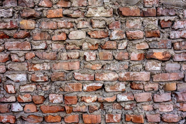 Struttura ruvida di un vecchio muro di mattoni per uno sfondo o per carta da parati in stile vintage