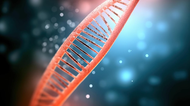 Struttura umana delle ricerche sul DNA dei cromosomi Sfondo blu lilla isolato AI generato