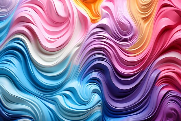 Struttura vorticosa del gelato nei colori dell'arcobaleno Generative AI