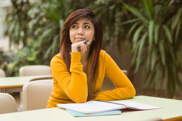 Studente di college femminile facendo i compiti