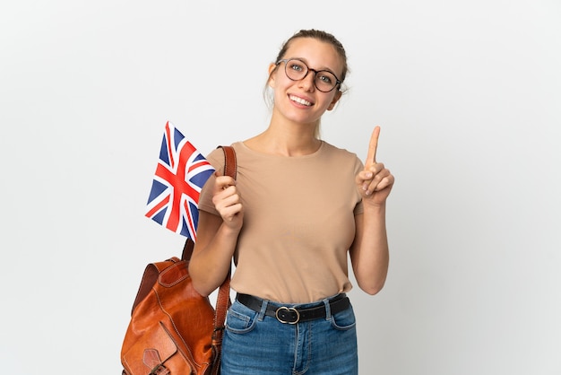 Studente inglese isolato su bianco