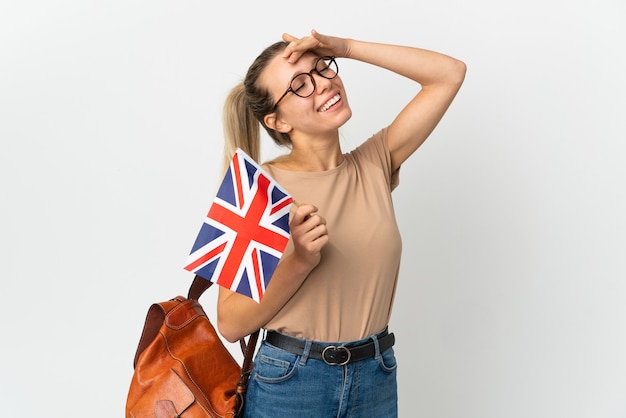 Studente inglese isolato su bianco