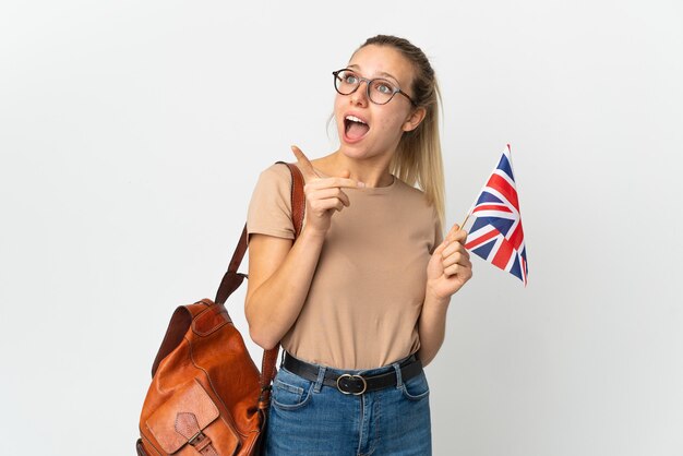 Studente inglese isolato su bianco