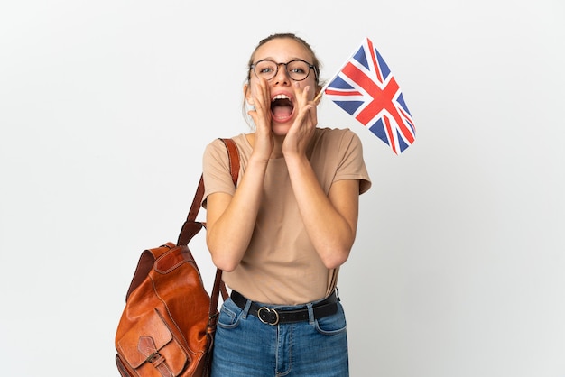 Studente inglese isolato su bianco