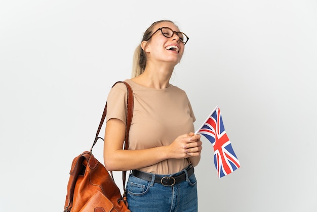 Studente inglese isolato su bianco