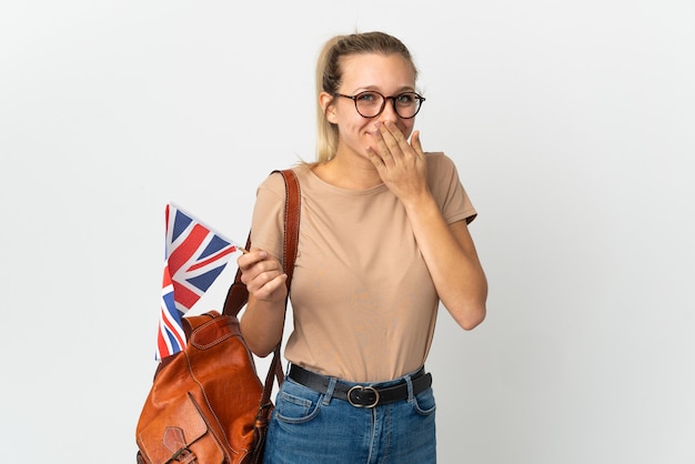 Studente inglese isolato su bianco