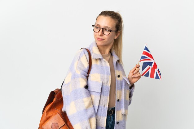 Studente inglese isolato su bianco